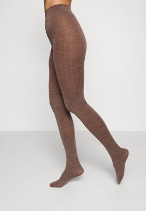 YLVA ORGANIC WOOL FISHBONE TIGHTS - Collants - mid brown