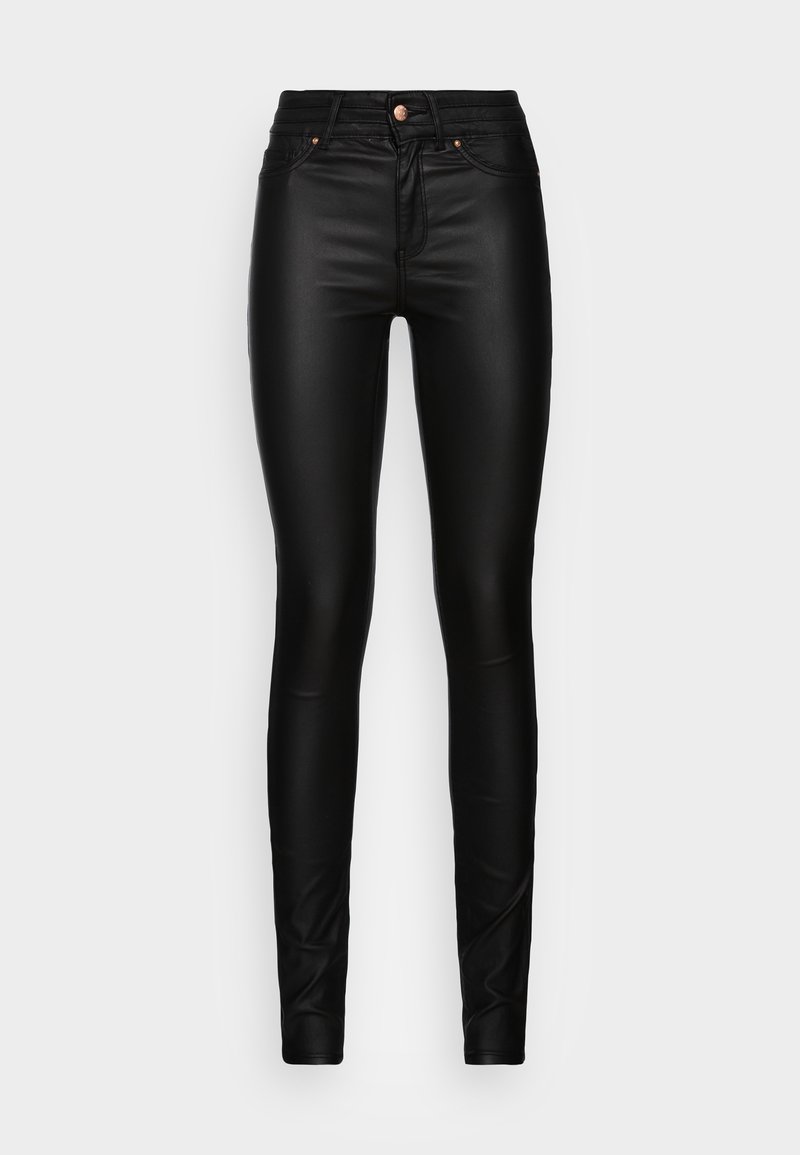 ONLY Tall ONLWAUW TRIP LANK COATED Pantaloni black/negru Zalando.ro