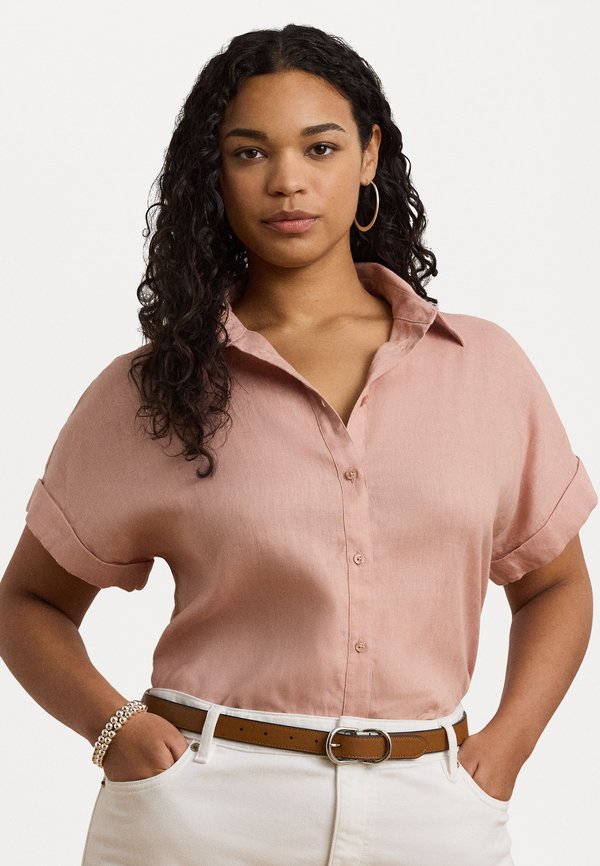 TISSUE LINEN SHORT SLEEVE SHIRT - Button-down blouse - sunrise blush