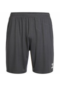 Svarta sportshorts med elastisk midja och slät yta. Har en liten logotyp på nedre högra sidan.