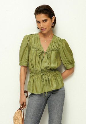 Next FRONT TEXTURED SHORT SLEEVE REGULAR FIT - Blusa - green