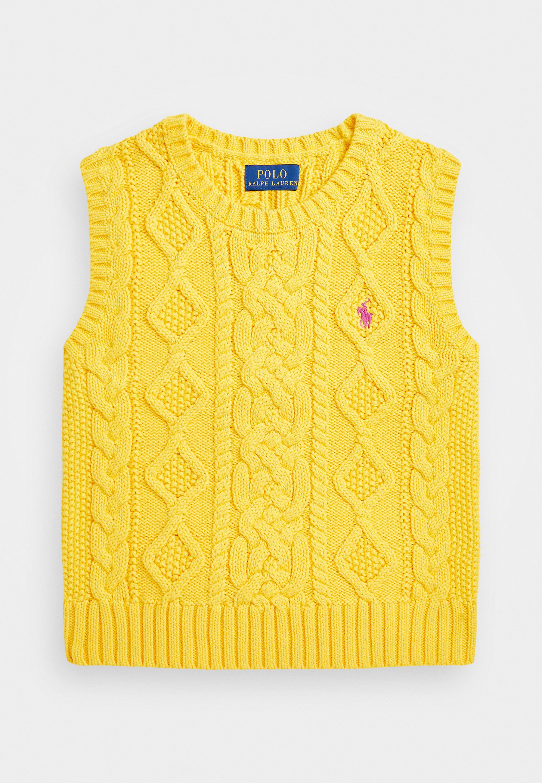 Polo Ralph Lauren ARAN KNIT COTTON SWEATER VEST Jumper canary