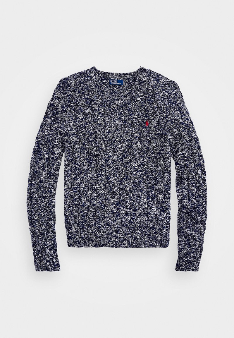 Polo Ralph Lauren CABLE-RAGG-KNIT COTTON CREWNECK SWEATER - Striktrøje - refined navy/cream