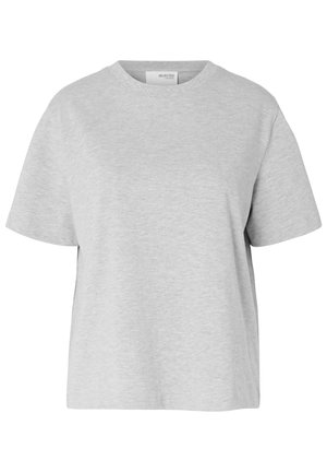 Selected, SLFESSENTIAL BOXY TEE - Základné tričko - light grey melange