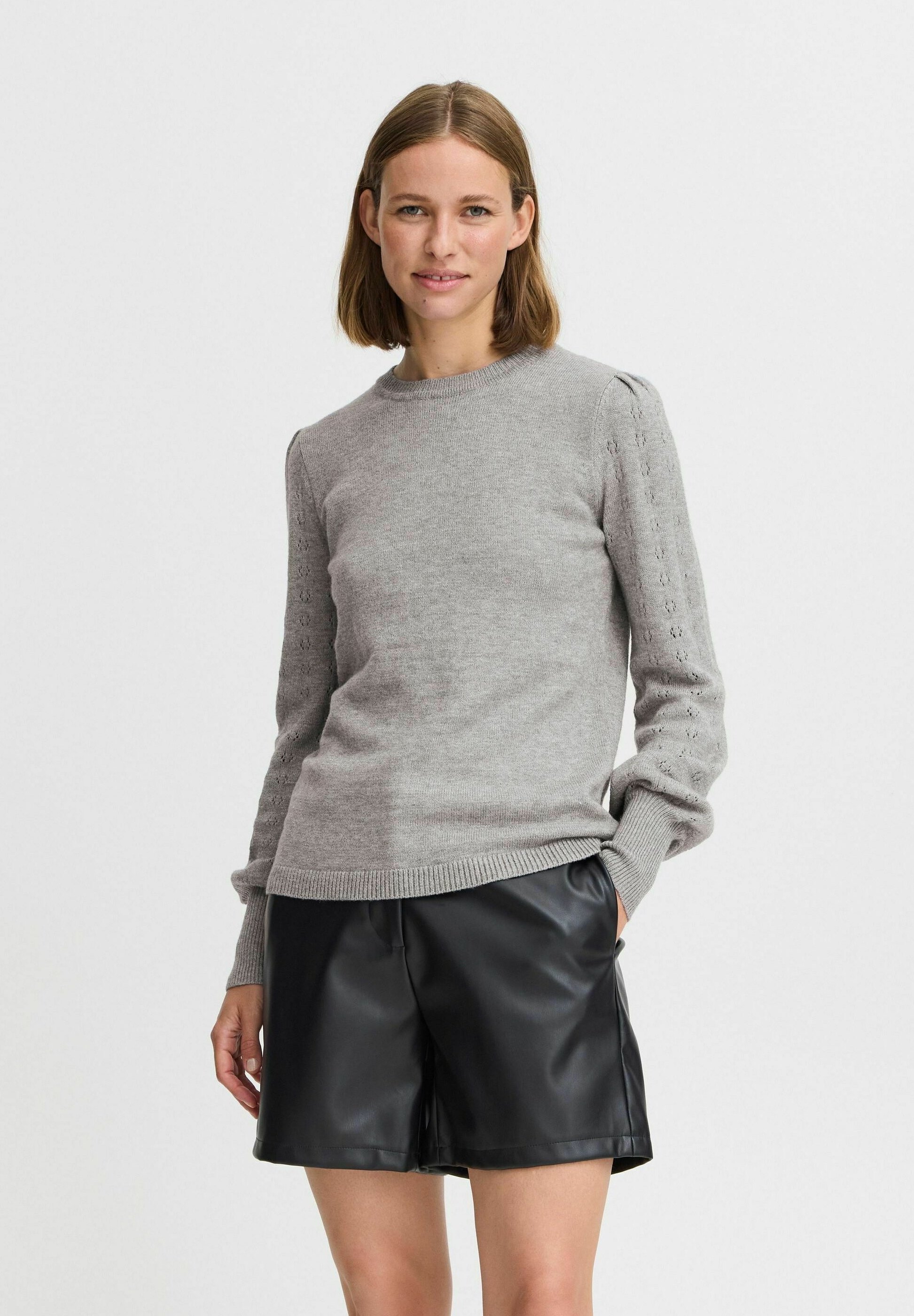 売れ筋商品|||ビーヤング ニット&セーター レディース アウター BYNONINA POINTELLE JUMPER - Jumper - mid grey melange b.young BYNONINA POINTELLE JUMPER - Jumper - mid grey