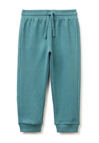 Bordowe spodnie dresowe z wiązaniem w pasie, ściągaczami u dołu nogawek oraz miękkim, teksturowanym materiałem, z prostym krojem nogawek i bez dodatkowych zdobień.