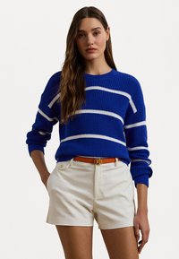 Lauren Ralph Lauren - STRIPED RIB KNIT COTTON CREWNECK SWEATER - Jumper - new sapphire/white Thumbnail Image 1