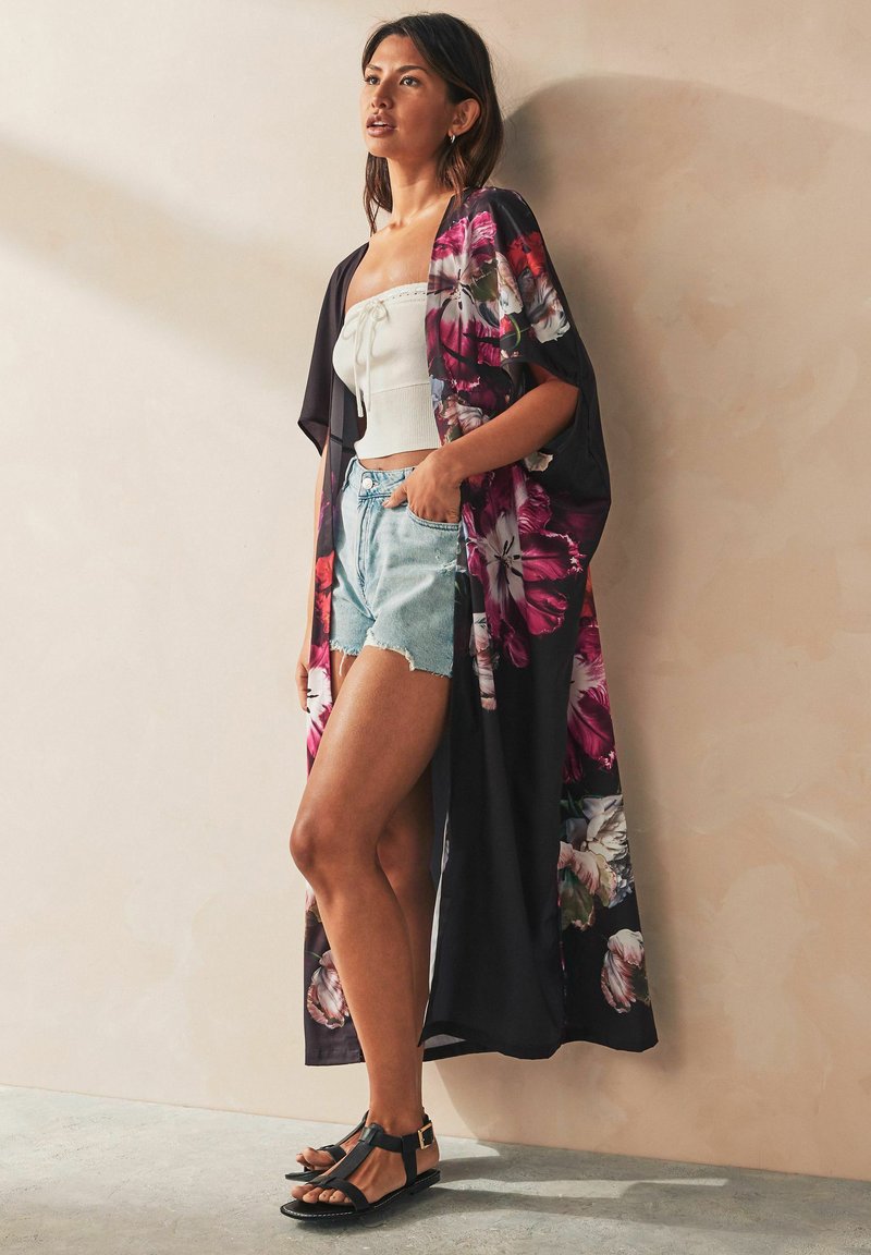Next MAXI KIMONO COVER-UP - Vasaras jaka - black floral