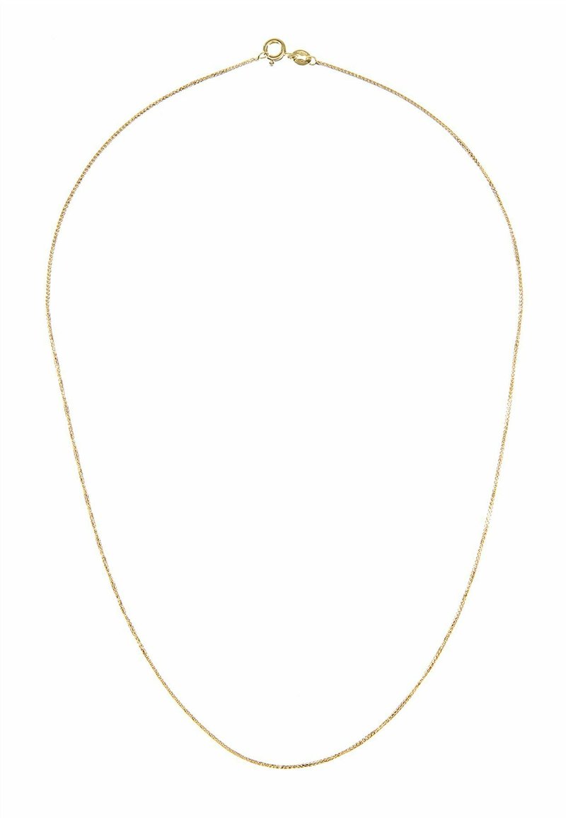 Ogrlica od metala u zlatnoj boji s nježnim lancem, kopčom u obliku škampa i glatkom, sjajnom površinom.