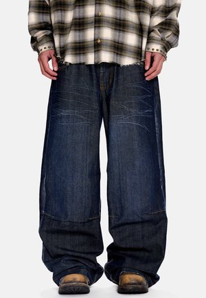 Jaded London UNION JACK APPLIQUE INDIGO COLOSSUS UNISEX - Baggy Jeans - denim