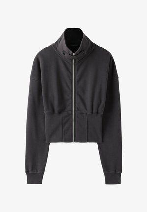 Stradivarius, CROPPED HIGH NECK SWEATSHIRT - Sweat zippé - grey