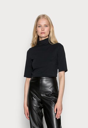 ELA ROLL NECK SHORT - Basic T-shirt - black