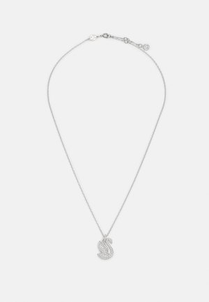 Collier en argent présentant un pendentif en forme de cygne orné de cristaux transparents, monté sur une fine chaîne avec un fermoir à homard.