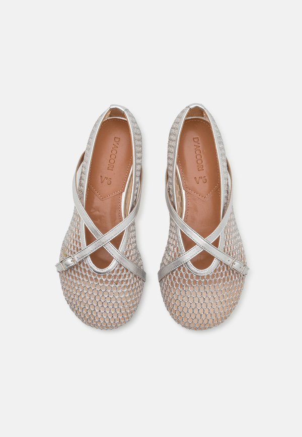 BAMBI BALLET FLATS - Ankle strap ballet pumps - honeycomb silver2