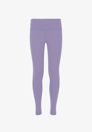Leggings pour femmes couleur lavande, longueur intégrale, avec une taille haute, conçus pour un usage sportif ou décontracté.