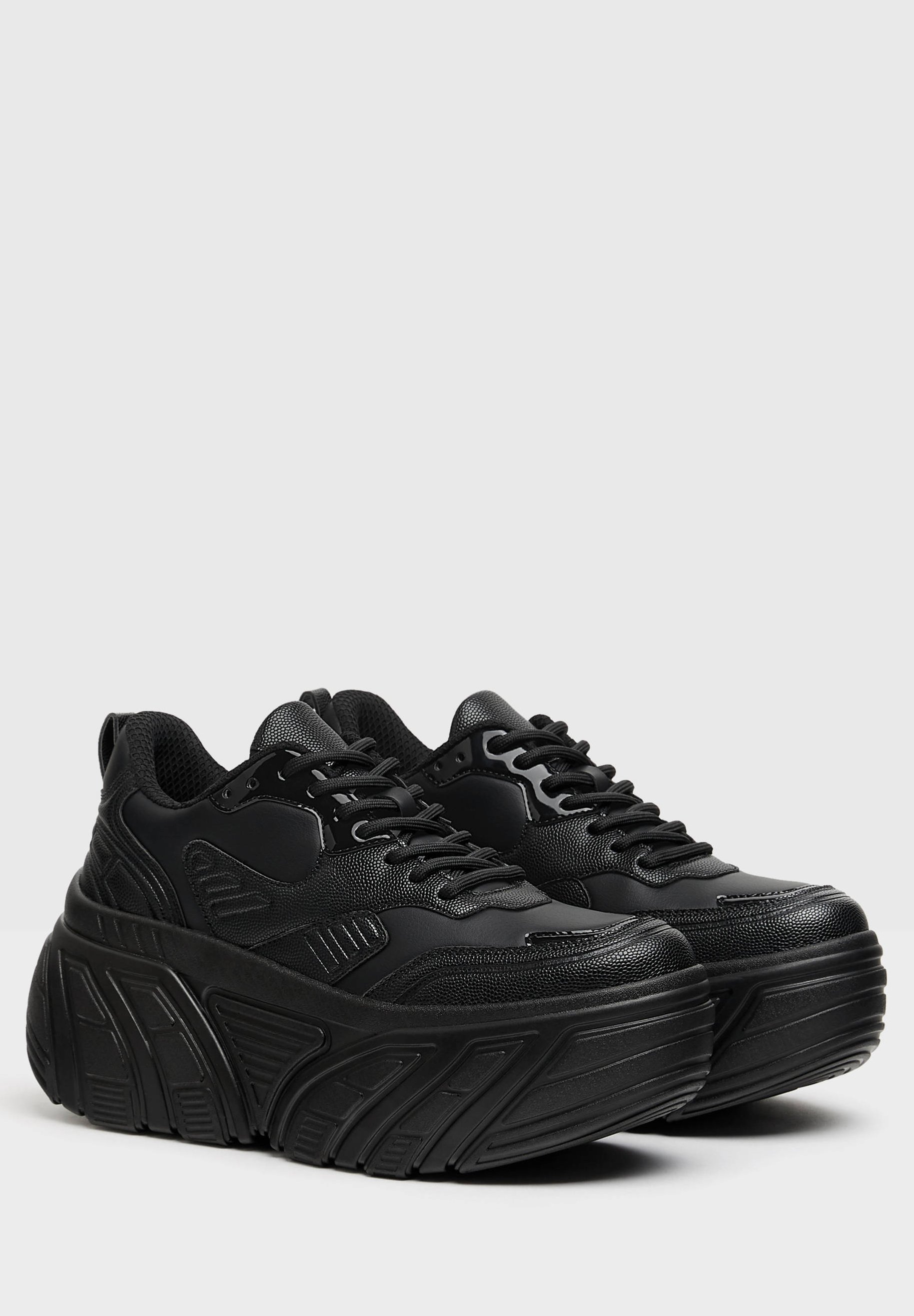 Bershka KOMBINIERTE PLATEAU - Sneakers laag - black/Zwart - Zalando.nl