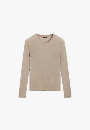 Massimo Dutti RIBBED CREW NECK - Strickpullover - LIGHT BROWN