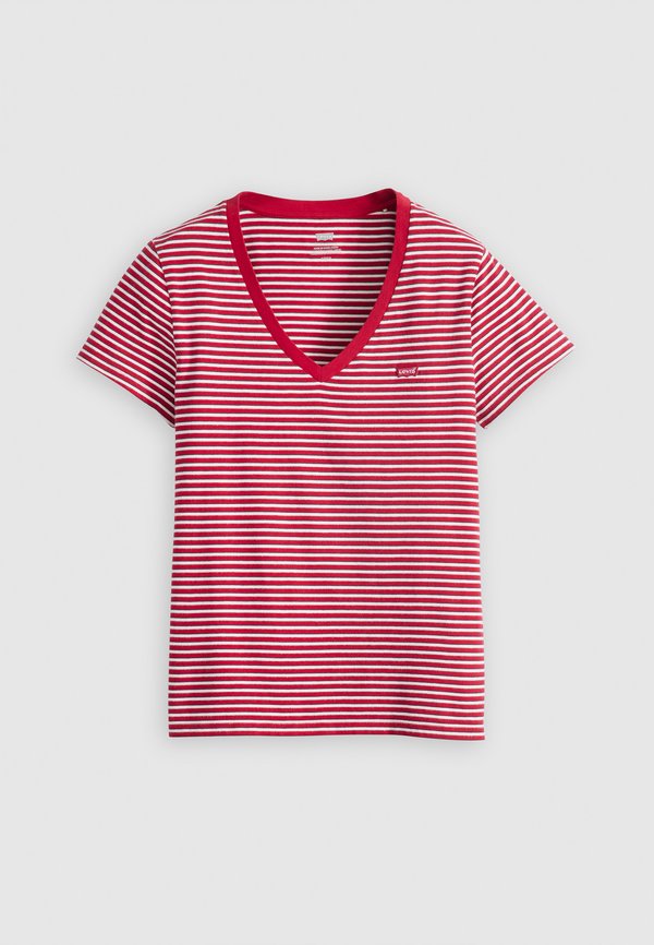 THE PERFECT TEE V-NECK - Basic T-shirt - indigo stripe scarlet smile4