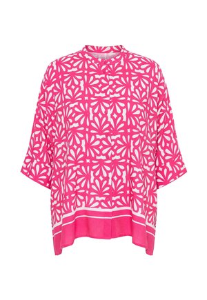 Ulla Popken, FLORAL TILE PRINT OVERSIZED BUTTON-DOWN BLOUSE - Hemdbluse - pink