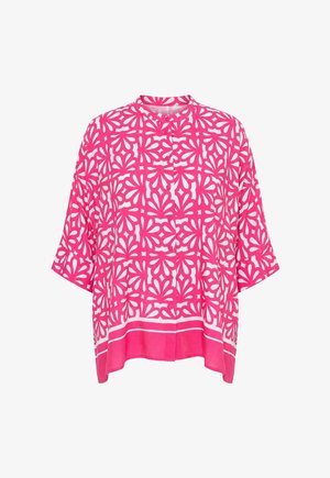 Ulla Popken, FLORAL TILE PRINT OVERSIZED BUTTON-DOWN BLOUSE - Camicia - pink