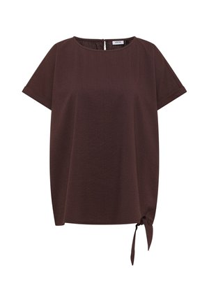 Cecil, BLOUSENSHIRT WITH ROUND NECK AND KNOT DETAIL - Blouse - brown cacao
