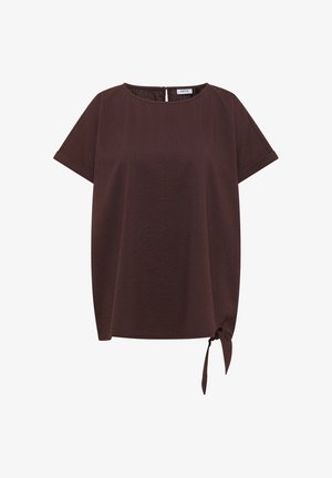 Cecil, BLOUSENSHIRT WITH ROUND NECK AND KNOT DETAIL - Blouse - brown cacao