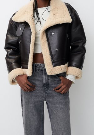 Imiteret læderjakke - brown