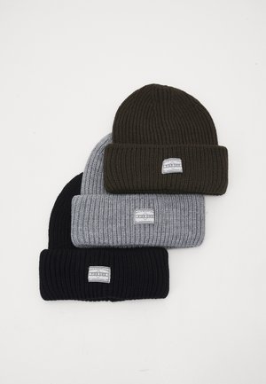 UNISEX 3 PACK - Beanie - black/grey/khaki