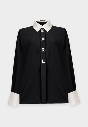 KARL LAGERFELD, CONTRAST COLLAR - Πουκαμίσα με κουμπιά - black/white