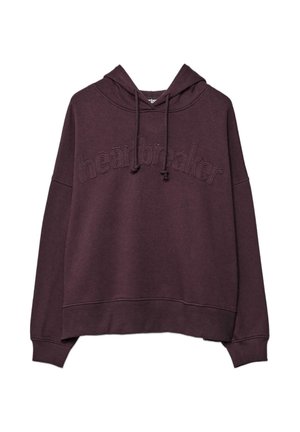 Felpa corta color granata con cappuccio regolabile, caratterizzata da una scritta in rilievo "heartbreaker" sulla parte anteriore e polsini e orlo a coste.