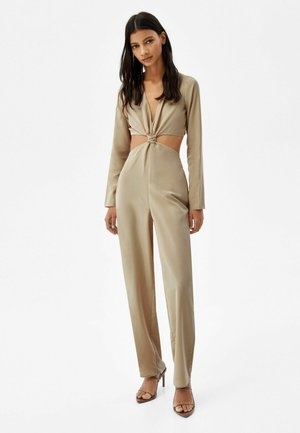 CUT-OUT AND KNOT DETAIL - Jumpsuit - sand