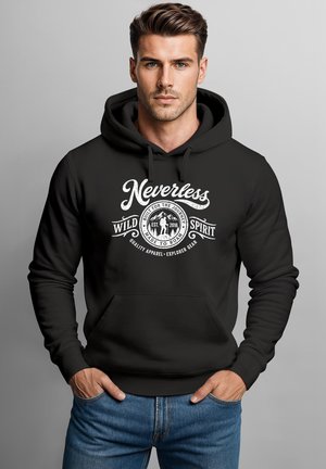 Neverless, HOODIE HERREN PRINT - WILD SPIRIT - AUFDRUCK KAPUZENSWEATSHIRT - Kapuzenpullover - schwarz