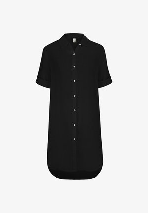 Eight 2 Nine, KURZARMKLEID KREMPELÄRMEL EINFARBIG KNOPFLEISTE MODERN - Blusenkleid - schwarz
