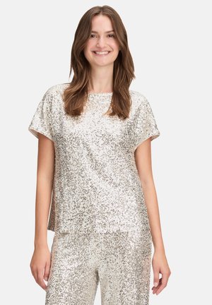 MIT PAILLETTEN - Blouse - cream silver