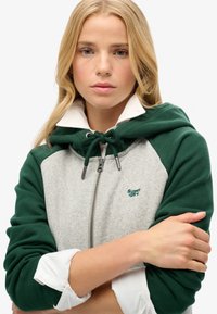 Superdry & Co ESSENTIAL BASEBALL  - Sudadera con cremallera - enamel green athletic grey mrl