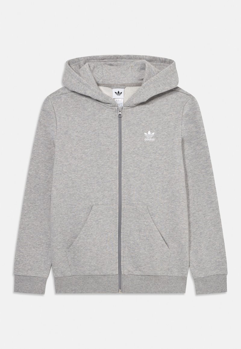 adidas Originals - FULL ZIP HOODIE UNISEX - Hoodie - medium grey heather/white, Enlarge