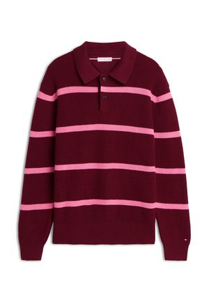Tommy Hilfiger, WAFFLE STRUCTURE RUGBY - Svetrík - burgundy/synthetic blush