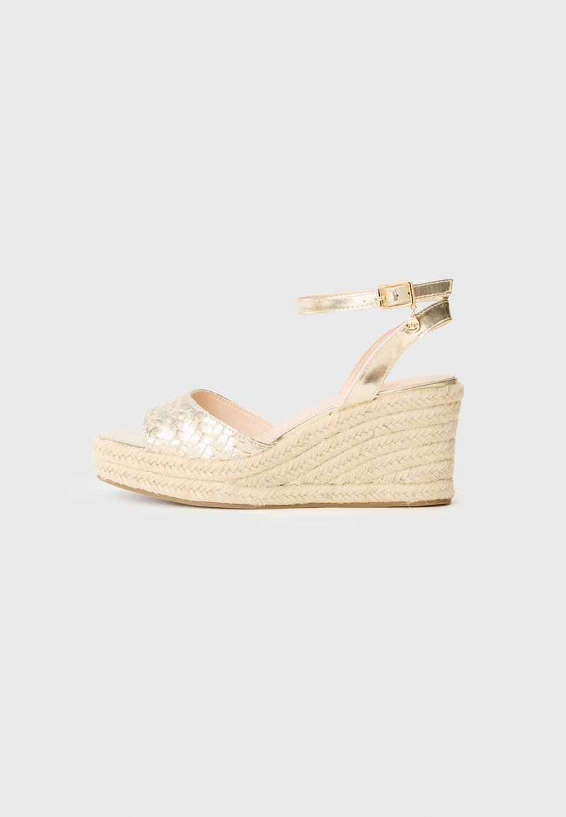 Dune London Sandalen met sleehak goudkleurig