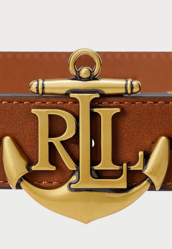 ANCHOR LOGO LEATHER SKINNY BELT - Belt - tan2