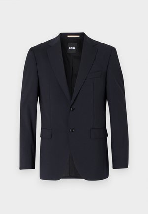 Marineblazer aus glattem Stoff, mit einem Zwei-Knopf-Frontverschluss, abgest eppten Revers und zwei vorderen Taschen sowie einer einzelnen Brusttasche.