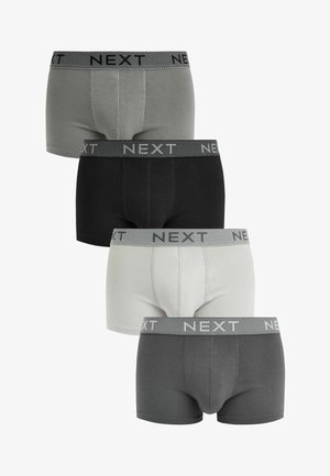 Quattro paia di boxers da uomo NEXT in grigio, nero e bianco. Tessuto in cotone misto, vestibilità a vita media, con cinturini elastici marchiati.
