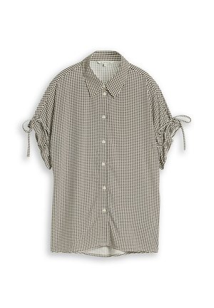 TOM TAILOR, BLOUSE PRINTED SHORTSLEEVES - Button-down blouse - small brown dot print