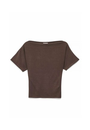 NA-KD, BOAT NECK T-SHIRT - Camiseta básica - brown