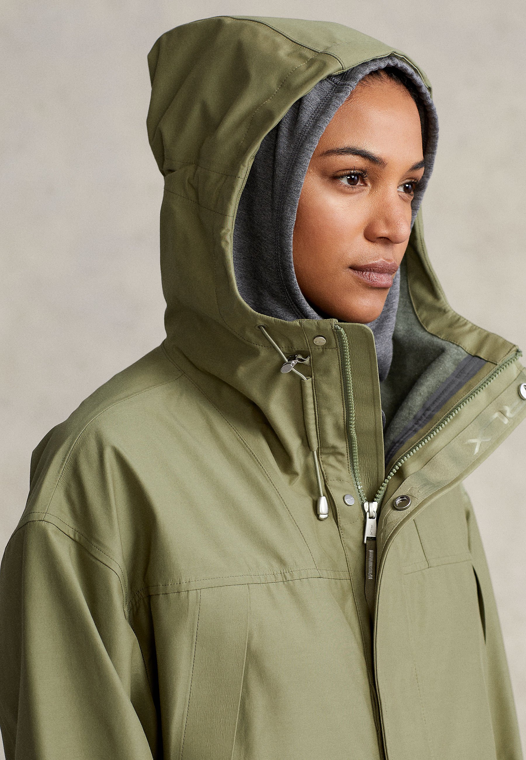 Ralph Lauren Water-Resistant Hooded Windbreaker - Womens - Sage Green - Size S
