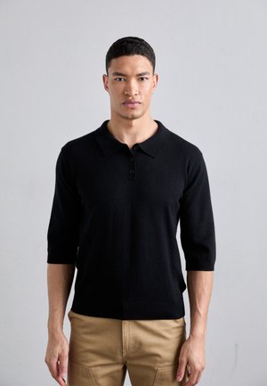 CASHMERE BLEND SHORT SLEEVE POLO - Jumper - blacklead