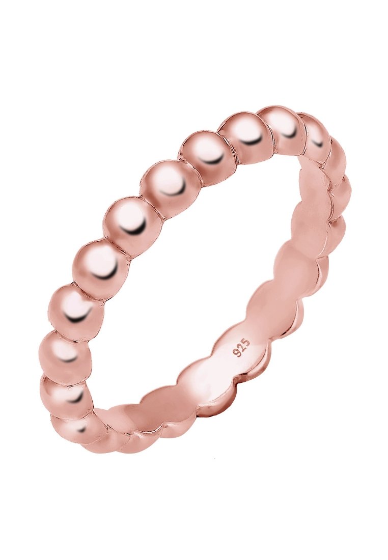 Ring aus Roségold mit einem perlenartigen Design und glatten, abgerundeten Formen. Hergestellt aus Sterlingsilber, markiert mit "925" zur Echtheitsbestätigung.
