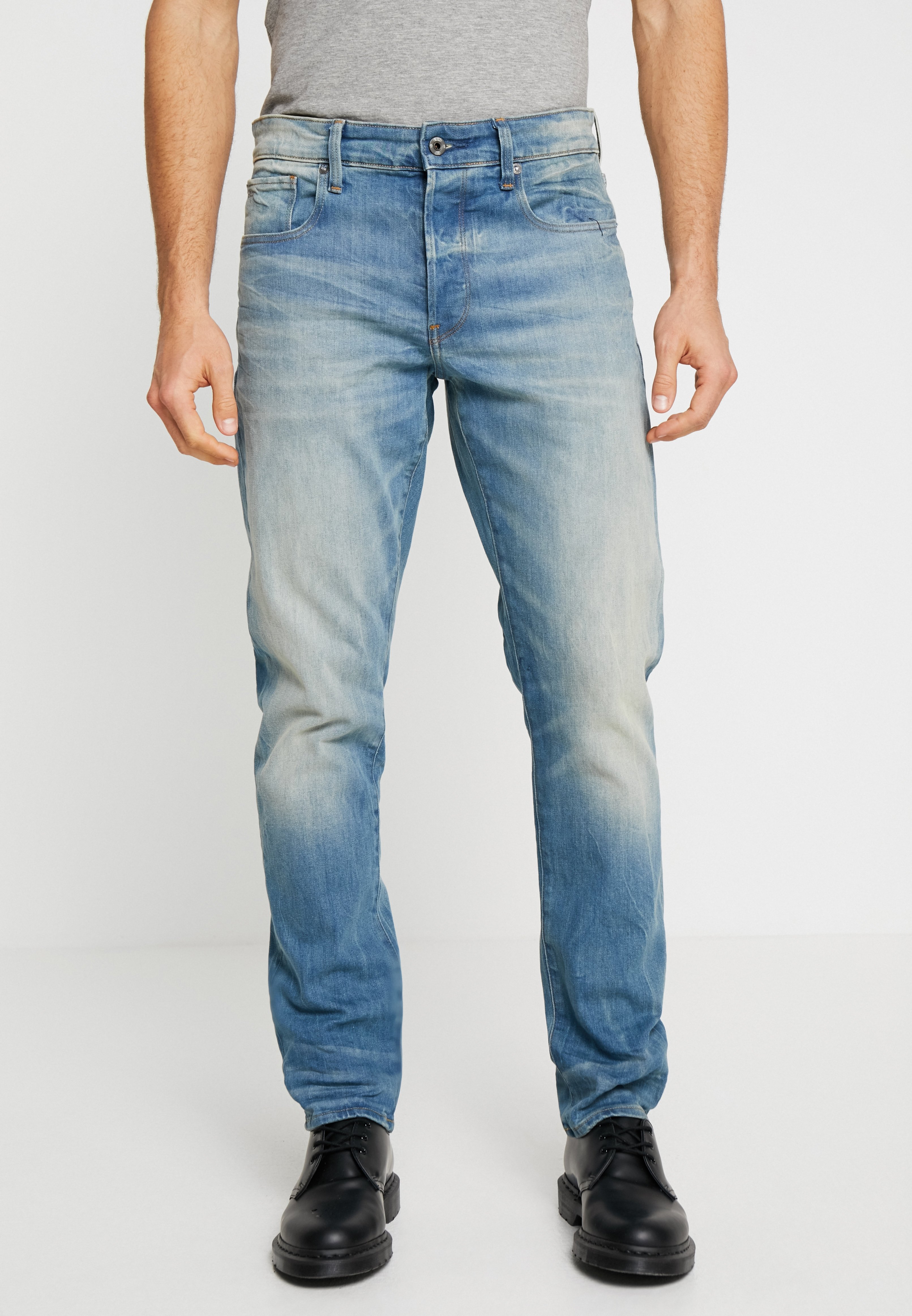 3301 straight tapered jeans light aged