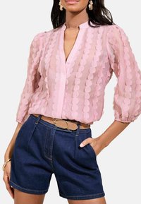 REGULAR FIT - 3D FABRIC GRANDAD COLLAR  - Blusa - pink