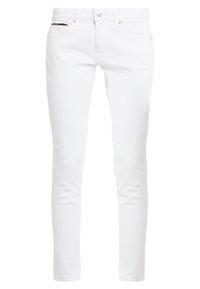 Pantalones vaqueros blancos de denim, diseño ajustado con una textura suave. Cuenta con cinco bolsillos y un discreto detalle de la marca en la parte posterior.