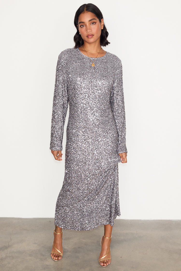 Never Fully Dressed SEQUIN SOHO DRESS - Cocktail dress / Party dress - gun  metal/silver-coloured - Zalando.ie